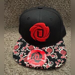 Adidas D Rose Snapback Hat Black Red Floral Brim One Size fits all